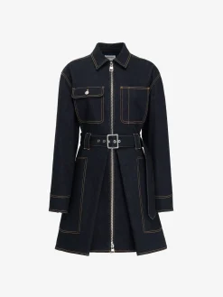 Online Alexander McQueen Women's Utility Denim Mini Dress in Indigo