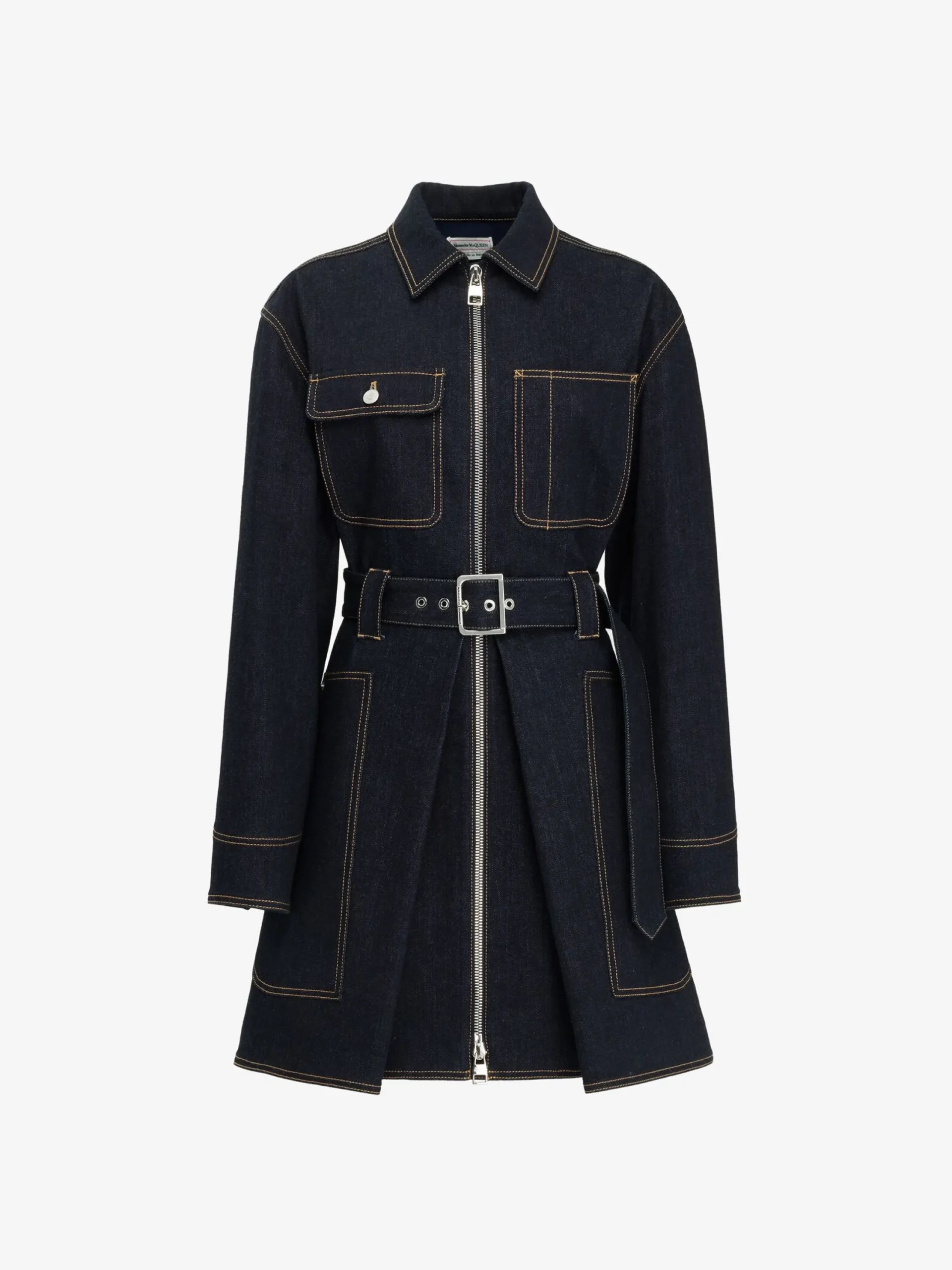 Online Alexander McQueen Women's Utility Denim Mini Dress in Indigo