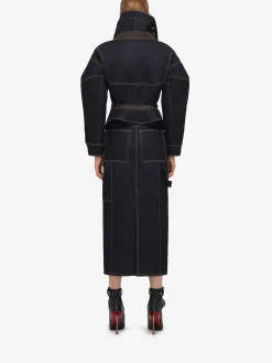 Cheap Alexander McQueen Women's Utility Denim Pencil Skirt in Indigo
