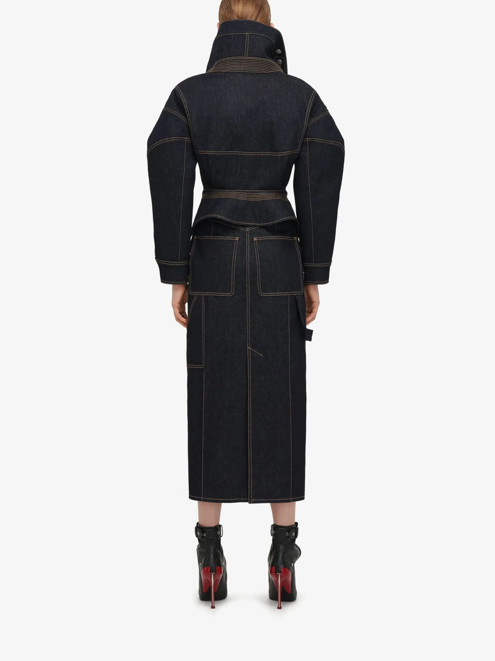 Cheap Alexander McQueen Women's Utility Denim Pencil Skirt in Indigo