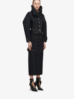 Cheap Alexander McQueen Women's Utility Denim Pencil Skirt in Indigo