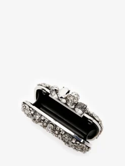 Discount Alexander McQueen Women's Victorian Jewel Knuckle Clutch in Silver
