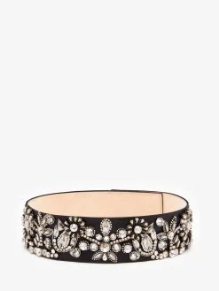 Discount Alexander McQueen Women's Victorian Jewel Waist Belt in Black