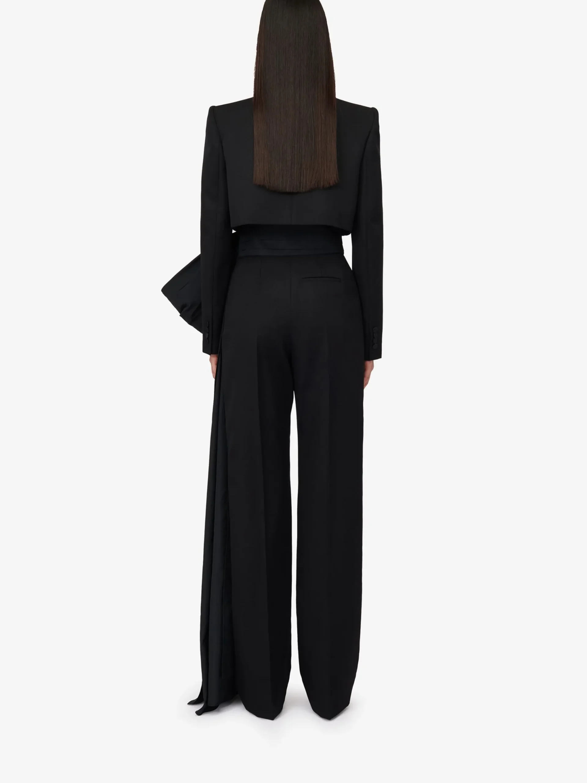 Cheap Alexander McQueen Women's Wide Leg Bow Trousers in Black