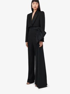 Cheap Alexander McQueen Women's Wide Leg Bow Trousers in Black