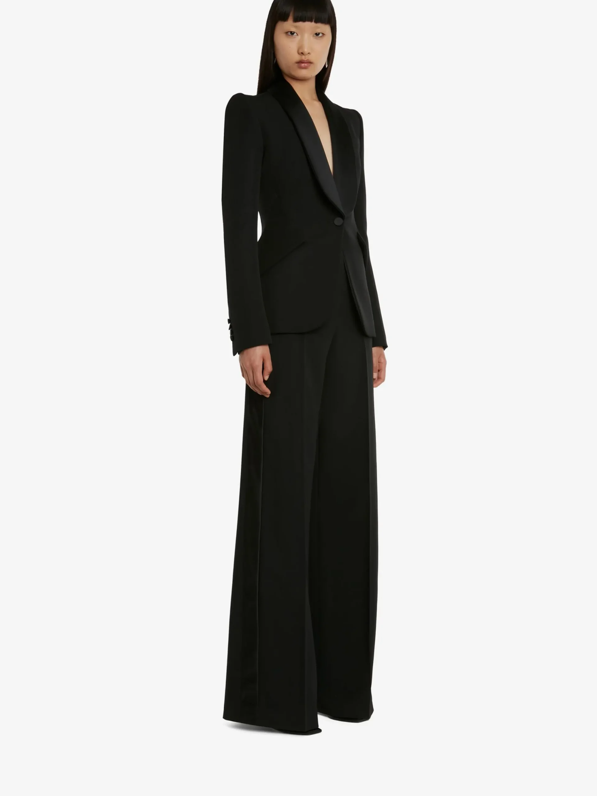 Best Sale Alexander McQueen Women's Wide Leg Trousers in Black